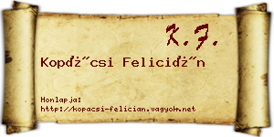 Kopácsi Felicián névjegykártya